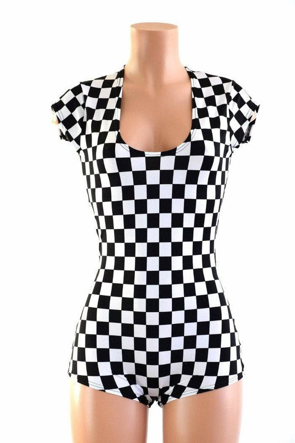 Black & White Checkered Romper - Coquetry Clothing