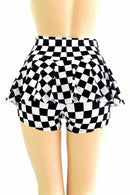 Black & White Checkered Ruffle Rump Shorts - Coquetry Clothing