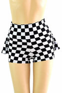 Black & White Checkered Ruffle Rump Shorts - 2
