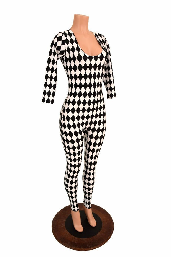 Black & White Diamond Catsuit - Coquetry Clothing