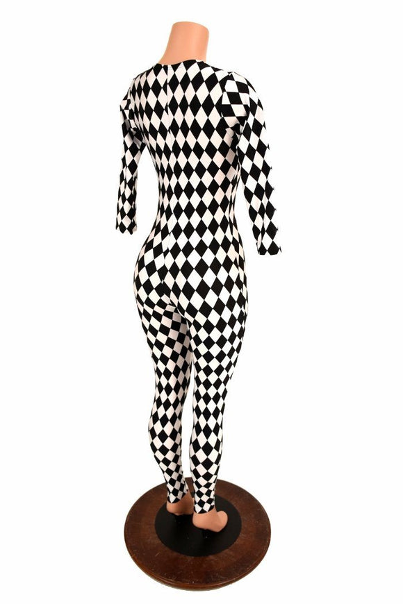 Black & White Diamond Catsuit - Coquetry Clothing