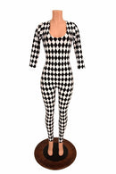 Black & White Diamond Catsuit - Coquetry Clothing