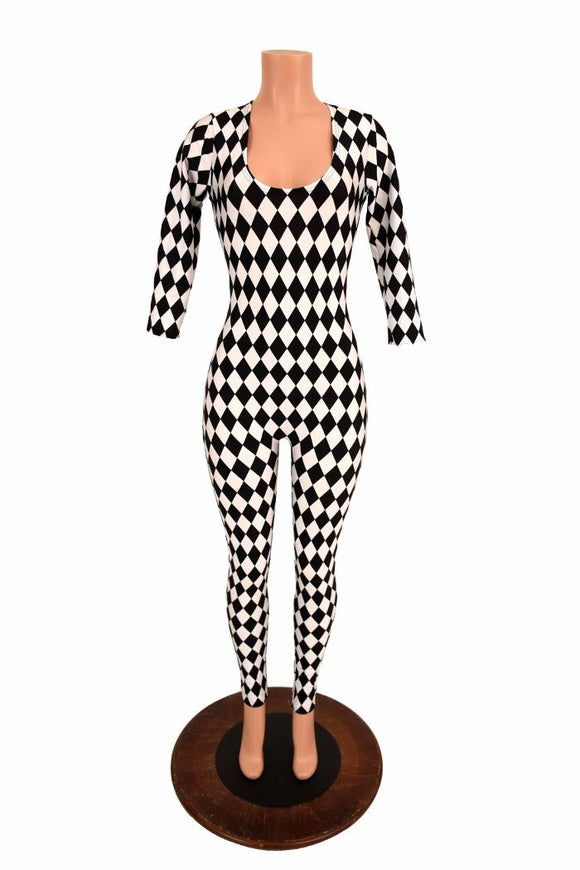 Black & White Diamond Catsuit - Coquetry Clothing
