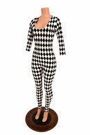 Black & White Diamond Catsuit - Coquetry Clothing