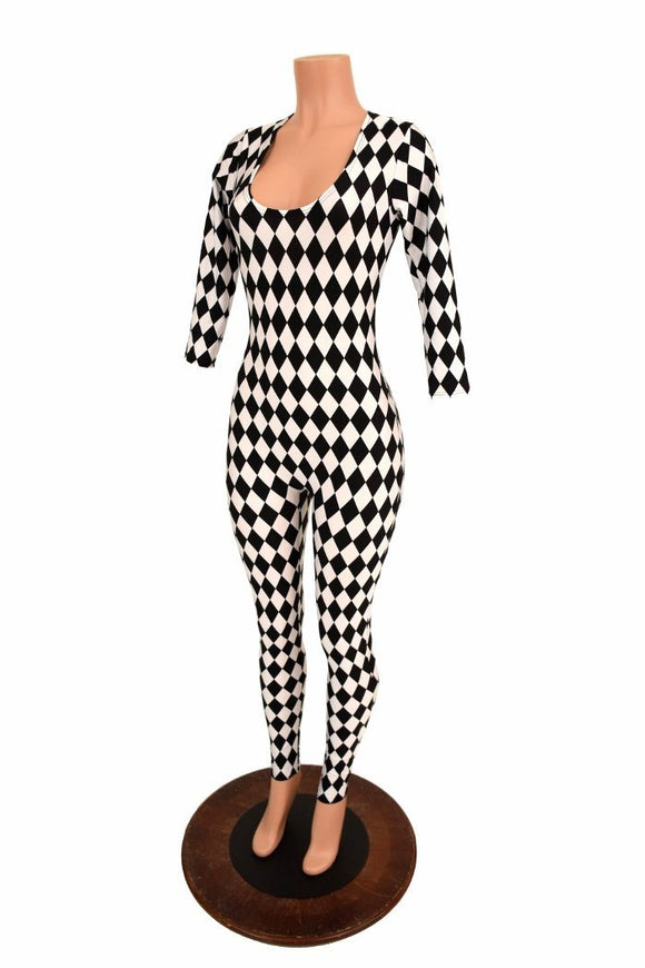 Black & White Diamond Catsuit - Coquetry Clothing