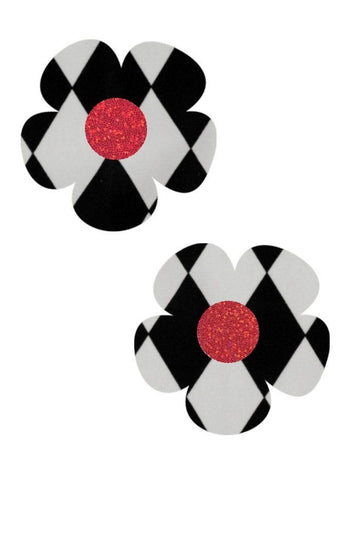 Black & White Diamond Daisy Pasties - Coquetry Clothing