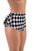 Black & White Diamond Ruffle Rump Siren Shorts - Coquetry Clothing