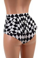 Black & White Diamond Ruffle Rump Siren Shorts - Coquetry Clothing