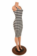 Black & White Diamond Thin Strap Wiggle Dress - Coquetry Clothing