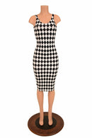 Black & White Diamond Thin Strap Wiggle Dress - Coquetry Clothing
