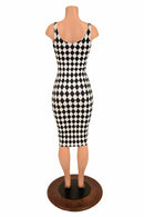 Black & White Diamond Thin Strap Wiggle Dress - Coquetry Clothing