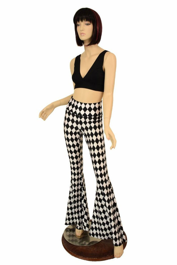 Black & White High Waist Solar Flares - Coquetry Clothing