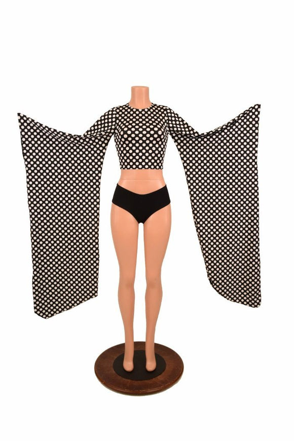 Black & White Kimono Crop Top - Coquetry Clothing