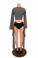 Black & White Kimono Crop Top - Coquetry Clothing