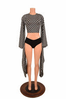 Black & White Kimono Crop Top - Coquetry Clothing