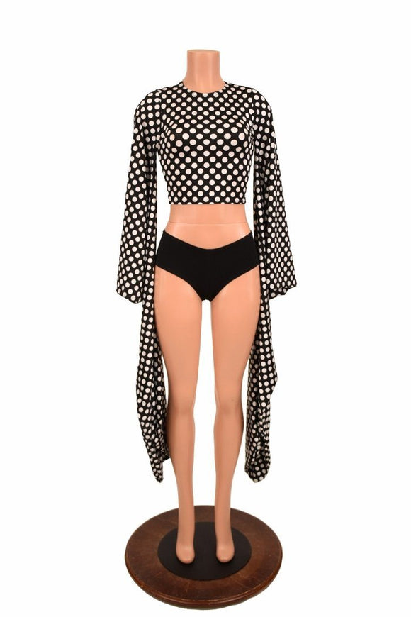 Black & White Kimono Crop Top - Coquetry Clothing