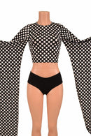 Black & White Kimono Crop Top - Coquetry Clothing