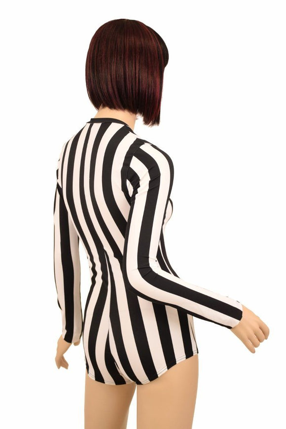 Black & White Long Sleeve Romper - Coquetry Clothing