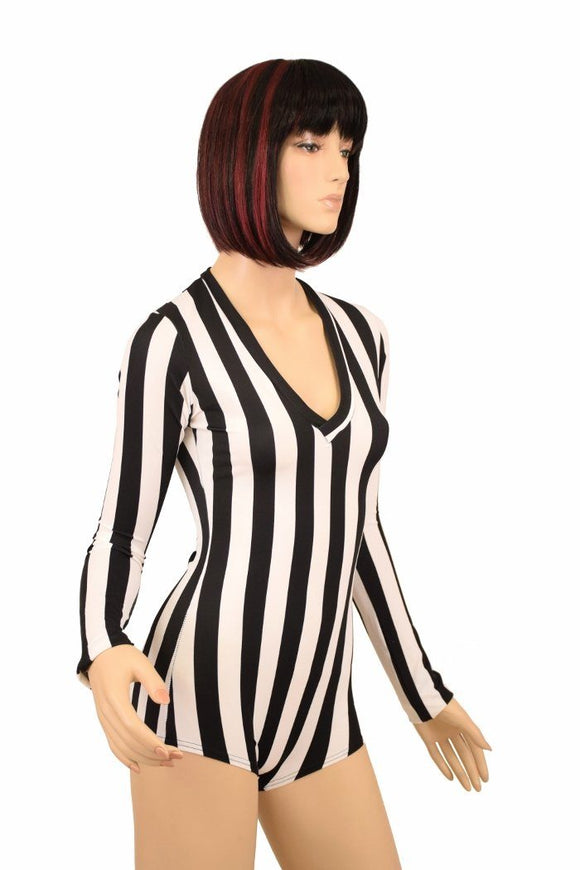 Black & White Long Sleeve Romper - Coquetry Clothing