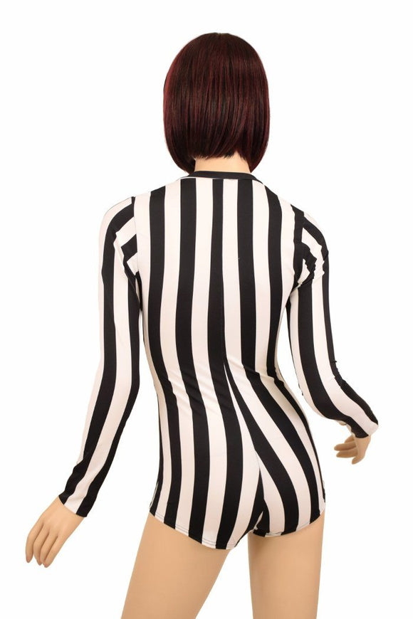 Black & White Long Sleeve Romper - Coquetry Clothing