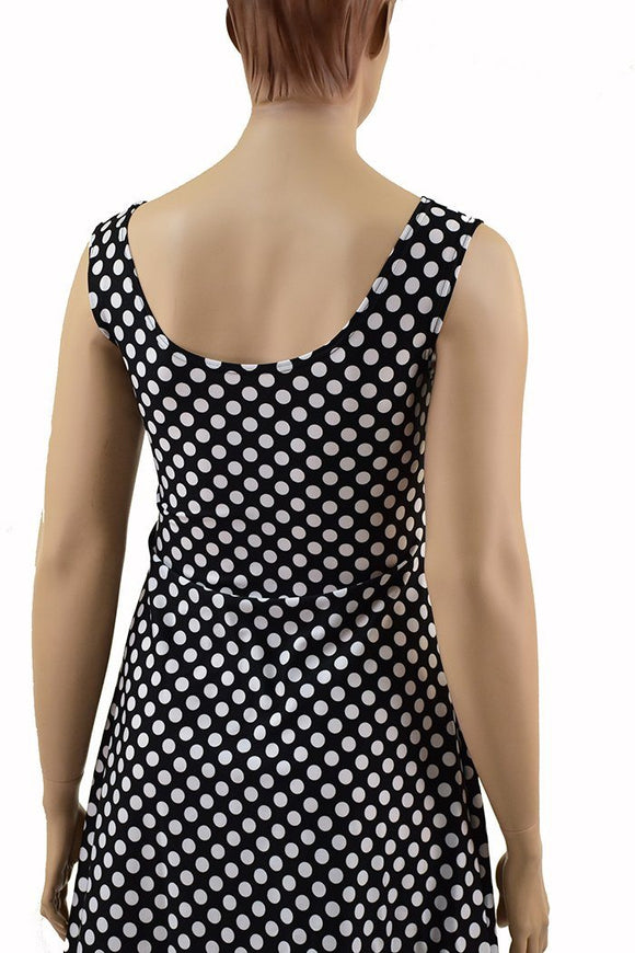 Black & White Polka Dot A Line Tank Dress - Coquetry Clothing