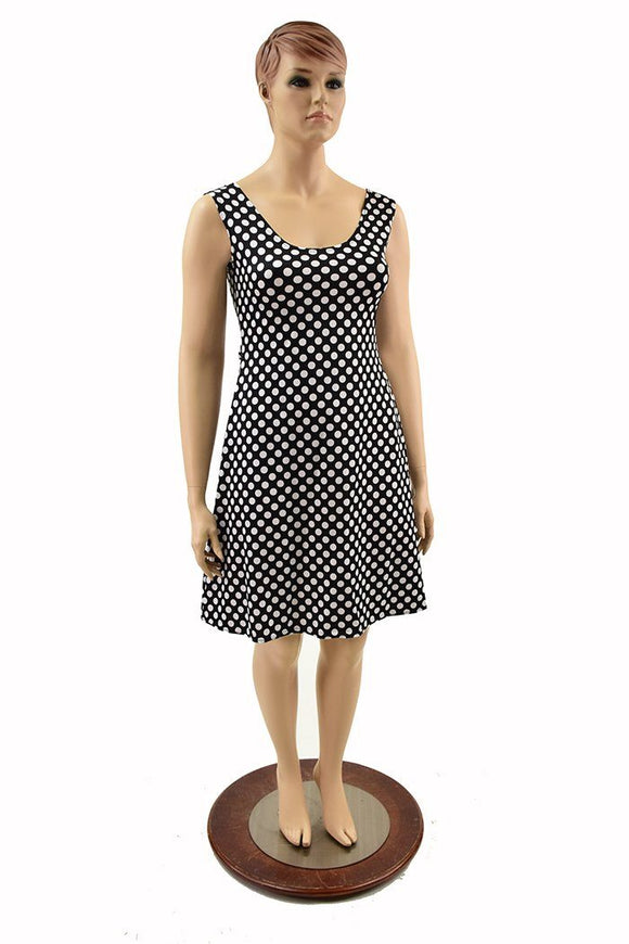Black & White Polka Dot A Line Tank Dress - Coquetry Clothing