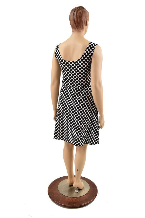 Black & White Polka Dot A Line Tank Dress - Coquetry Clothing