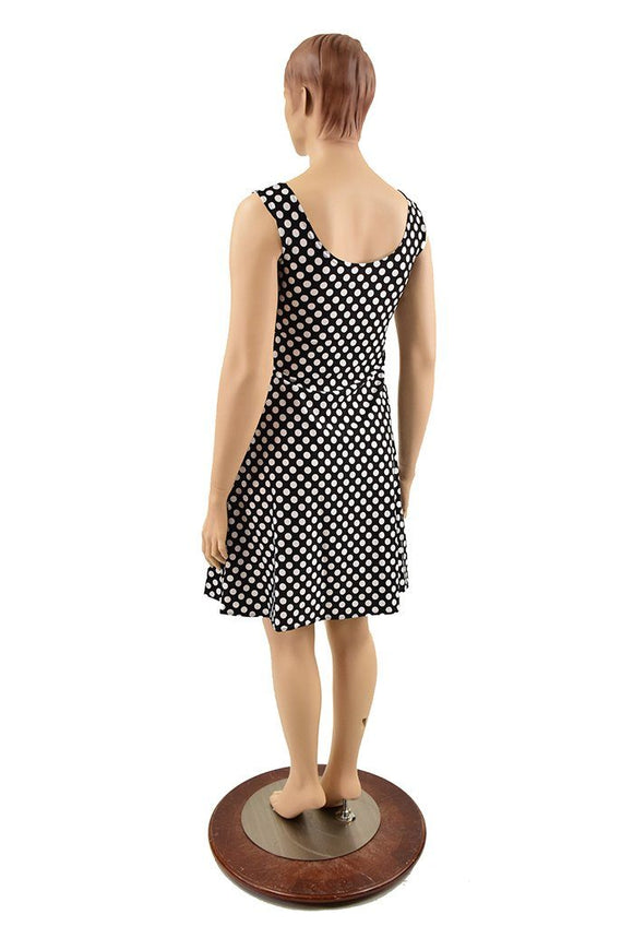 Black & White Polka Dot A Line Tank Dress - Coquetry Clothing