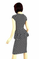 Black & White Polka Dot Peplum & Skirt Set - Coquetry Clothing