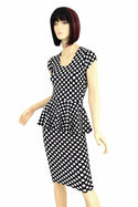 Black & White Polka Dot Peplum & Skirt Set - 1