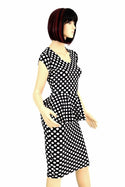 Black & White Polka Dot Peplum & Skirt Set - 3