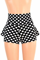 Black & White Polka Dot Ruffle Rump Shorts - Coquetry Clothing