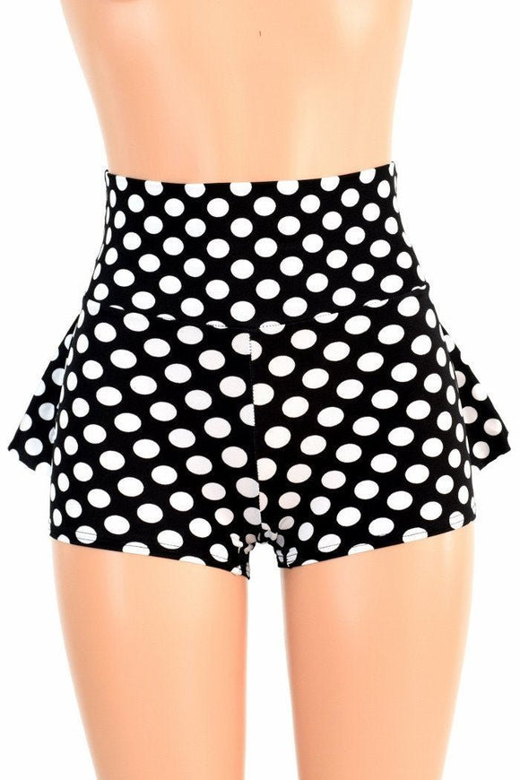 Black & White Polka Dot Ruffle Rump Shorts - Coquetry Clothing