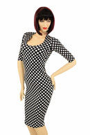 Black & White Polka Dot Wiggle Dress - Coquetry Clothing