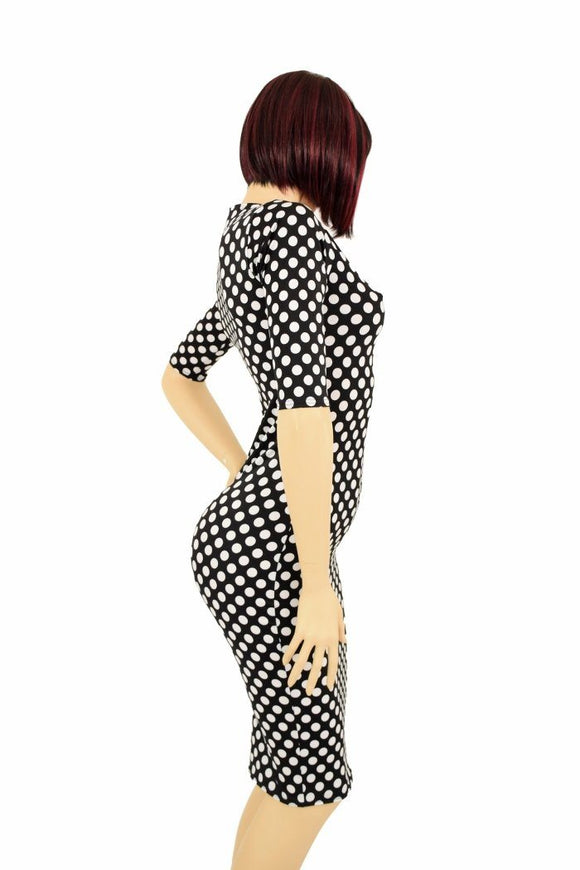 Black & White Polka Dot Wiggle Dress - Coquetry Clothing