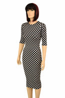 Black & White Polka Dot Wiggle Dress - Coquetry Clothing