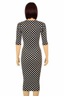 Black & White Polka Dot Wiggle Dress - Coquetry Clothing