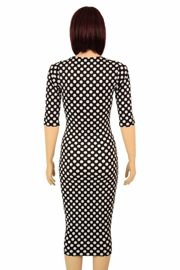 Black & White Polka Dot Wiggle Dress - Coquetry Clothing