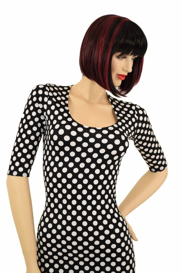 Black & White Polka Dot Wiggle Dress - 5