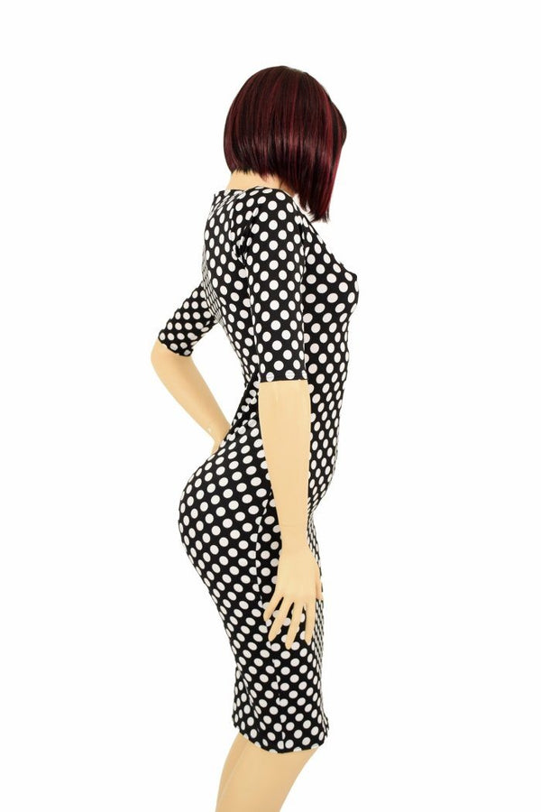 Black & White Polka Dot Wiggle Dress - 2