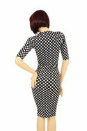 Black & White Polka Dot Wiggle Dress - 3