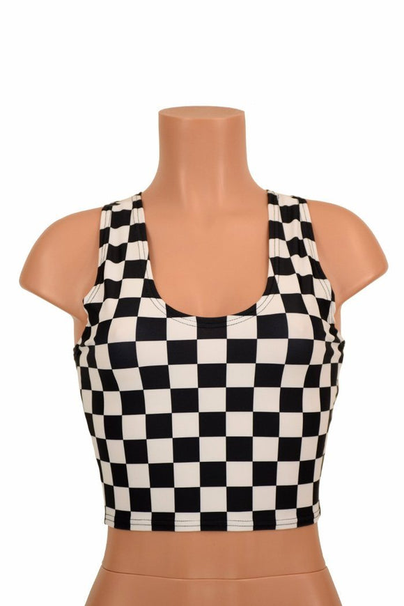 Black & White Racerback Crop Top - Coquetry Clothing