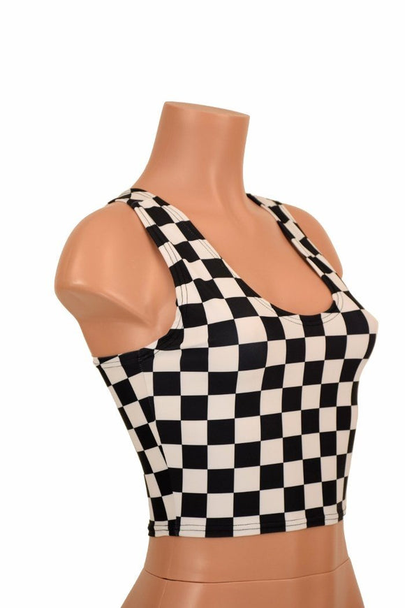 Black & White Racerback Crop Top - Coquetry Clothing