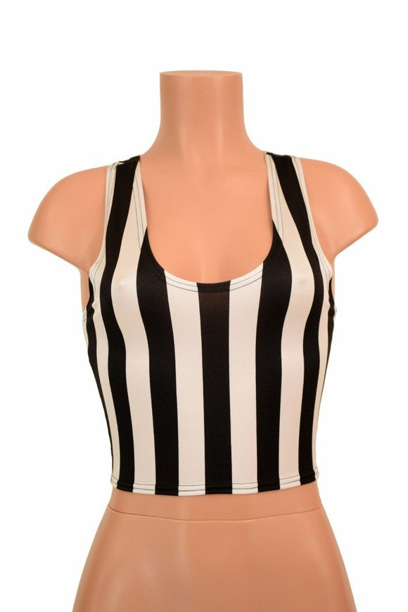Black & White Racerback Crop Top - Coquetry Clothing