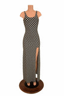 Black & White Slit Gown - Coquetry Clothing