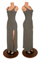 Black & White Slit Gown - Coquetry Clothing