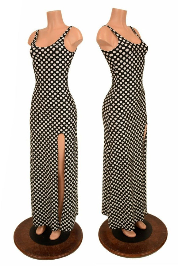 Black & White Slit Gown - Coquetry Clothing