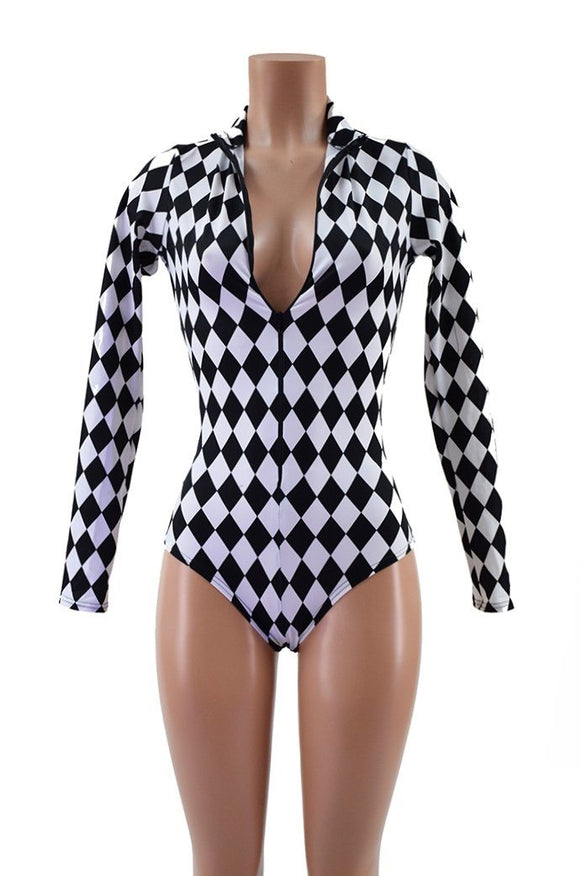 Black & White "Stella" Zipper Romper - Coquetry Clothing