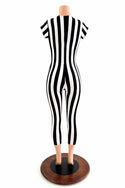Black & White Stripe Capri Length Catsuit - 3