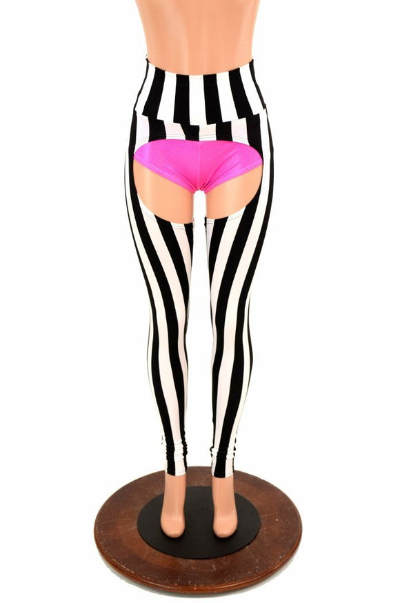 Black & White Stripe Chaps - Coquetry Clothing